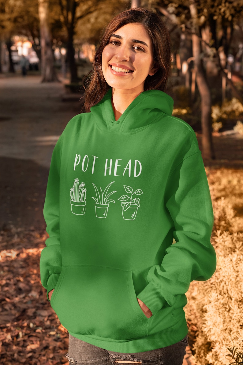 Plant Lover Gift, Pot Head Hoodie, Funny Plant Lover Long Sleeve Shirt, Gardening Gift Gardener Plant Lady Shirt Gift for Women Men image 1