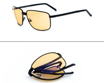 Gafas de sol plegables vintage GUCCI GG 1689/S negras y amarillas