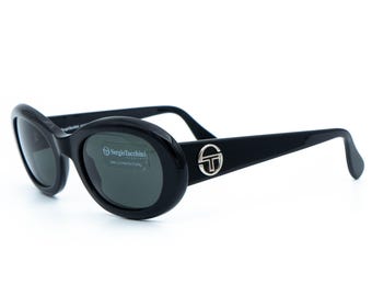 Gafas de sol ovaladas negras vintage Sergio Tacchini ST 1538-S