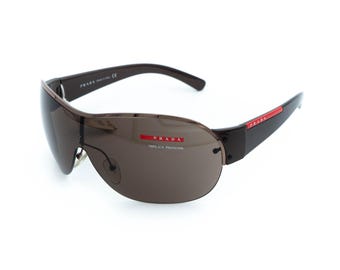 PRADA SPS 53G Brown Shield Mask Sunglasses Vintage