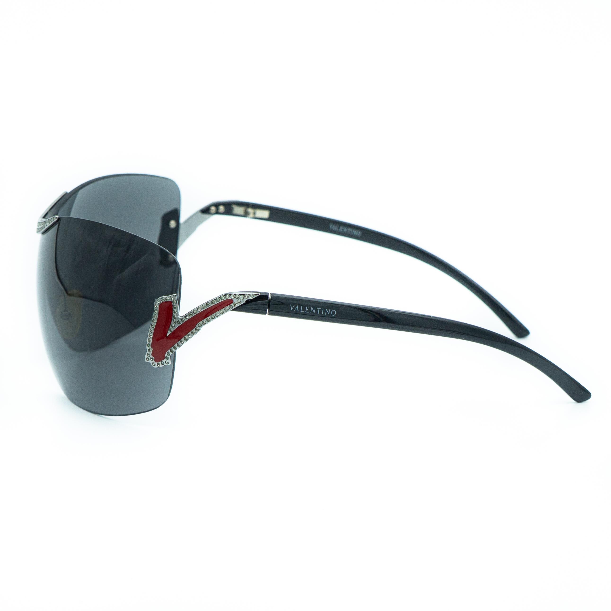 Valentino 5412/S Black Oversized Shield Mask Sunglasses 