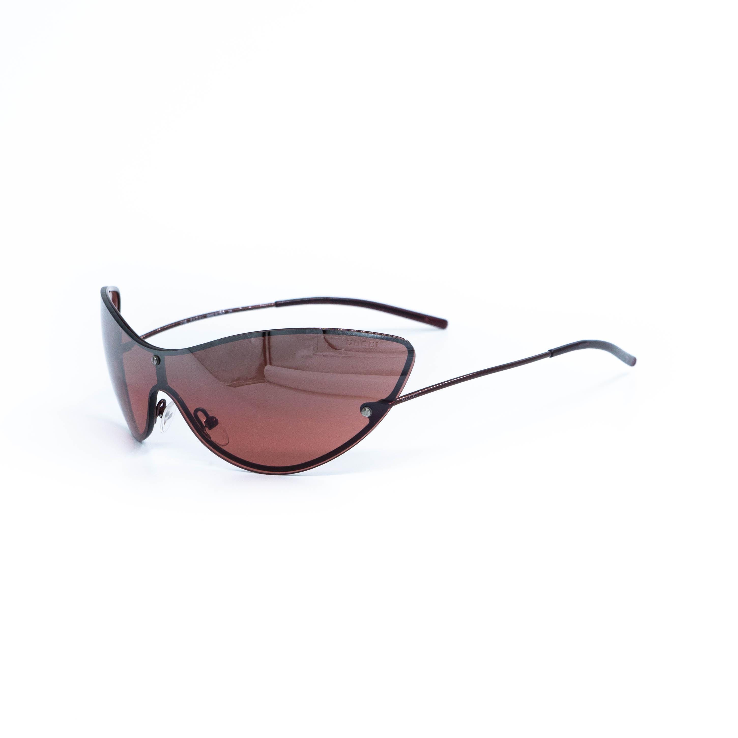 SUPER SALE!  Gucci Shield Gradient Sunglasses - Bronze Gucci Block Bending 99mm Metal Shield Sunglasses | Neiman Marcus main image 4