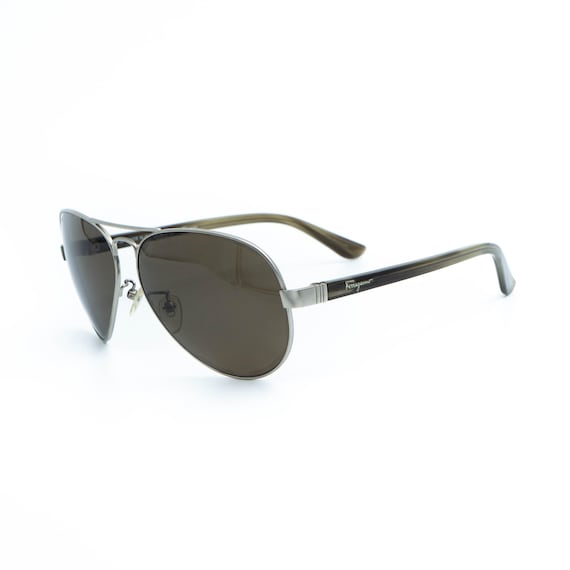 Salvatore Ferragamo Silver Aviator Sunglasses Salvatore Ferragamo Unisex Aviator Sunglasses SF174S 035  main image 3