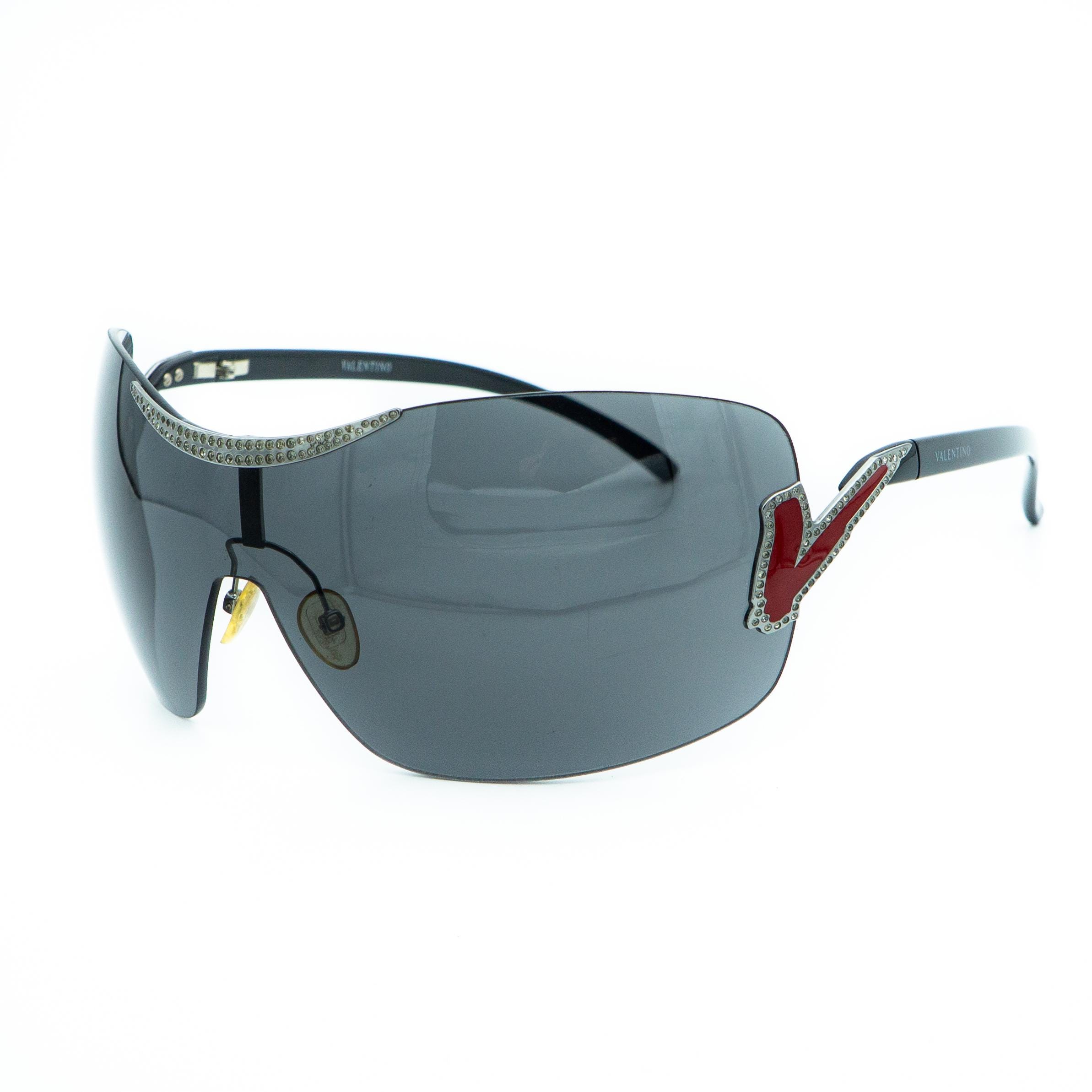 Valentino 5412/S Black Oversized Shield Mask Sunglasses Vintage - Etsy