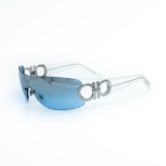 Salvatore Ferragamo 1058 Blue Shield Sunglasses Vintage  display picture 1