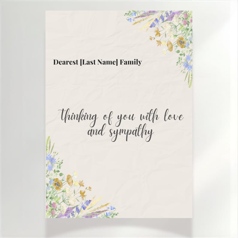 Editable Foldable Sympathy Card Template Canva | Printable Condolence ...