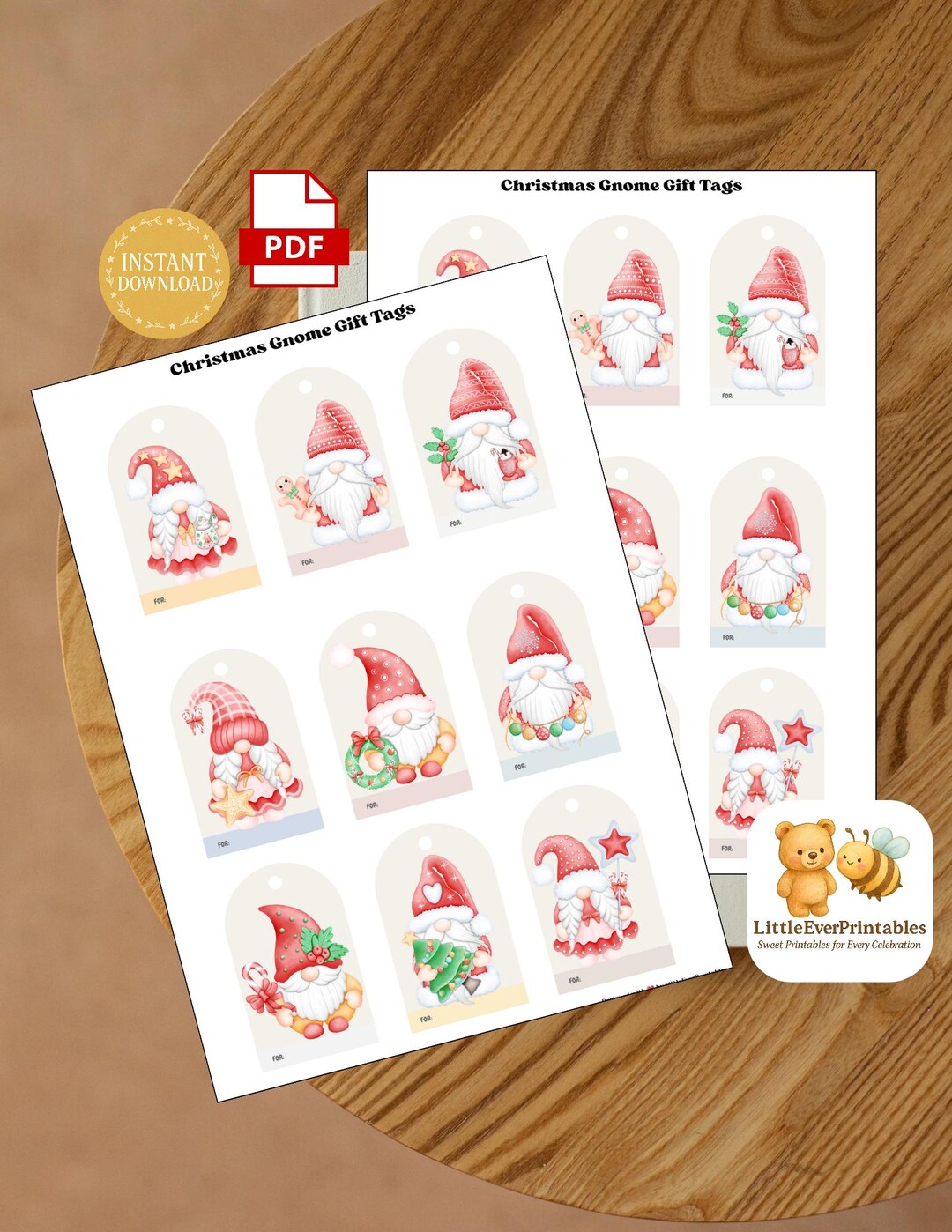 Christmas Gnome Gift Tags Printable | Holiday Gift Labels | Santa ...
