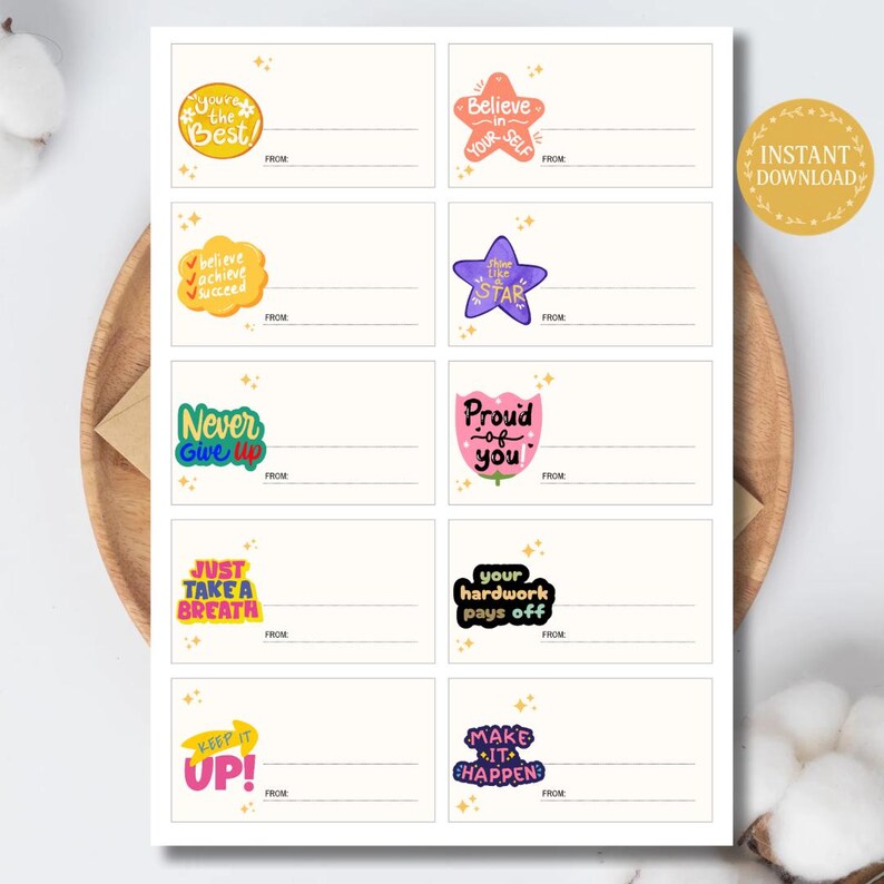 Printable Motivational Gift Tags Set of 9 | Encouragement Tags for ...