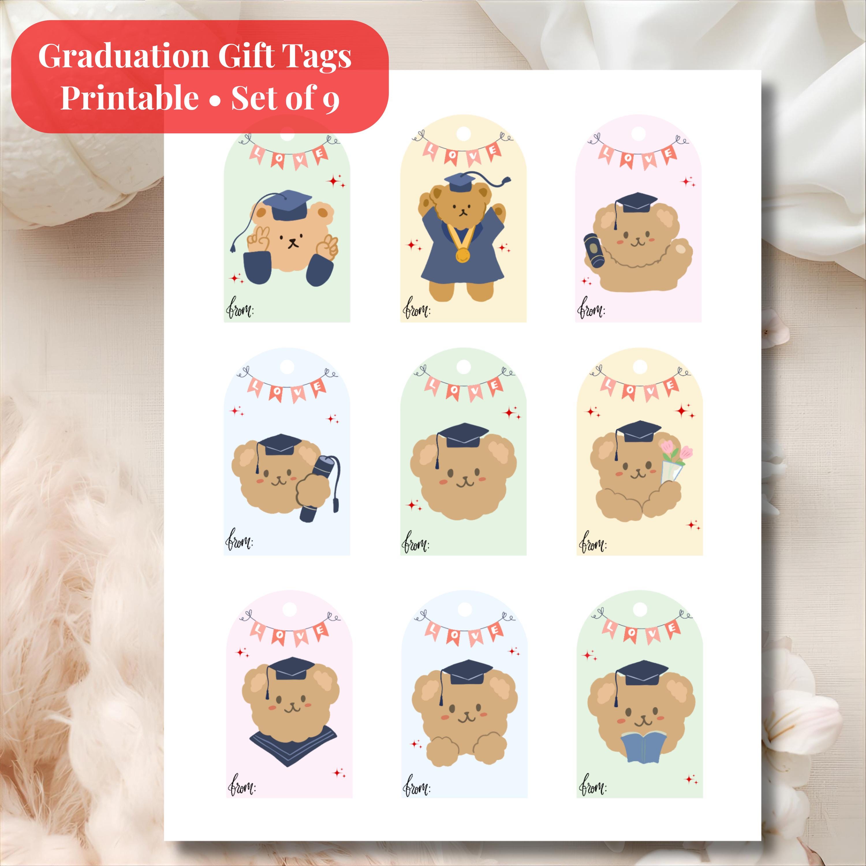 Graduation Gift Tags Printable | Teddy Bear Class of 2026 Favor Tags ...