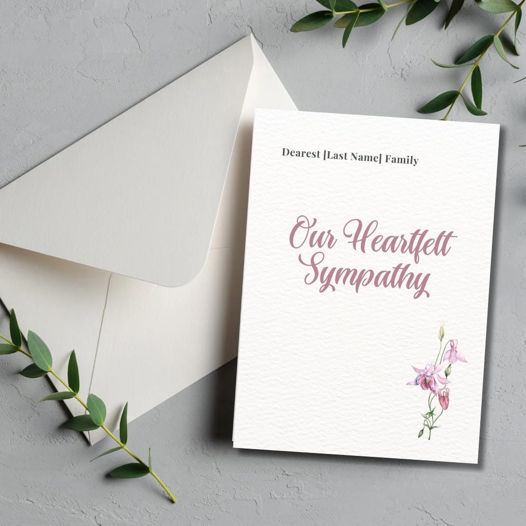 Editable Foldable Sympathy Card Template | Canva Printable Condolence ...