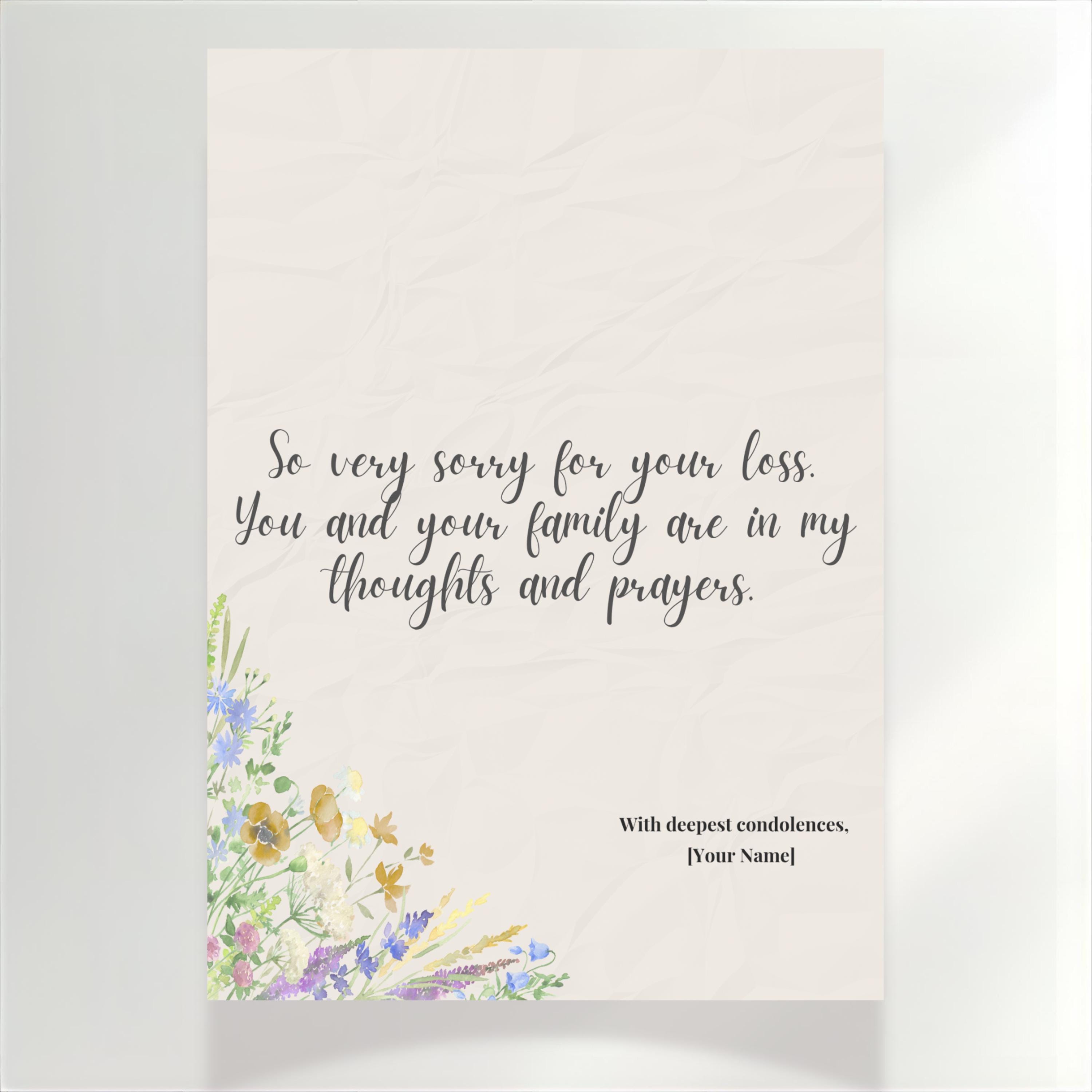 Editable Foldable Sympathy Card Template Canva | Printable Condolence ...