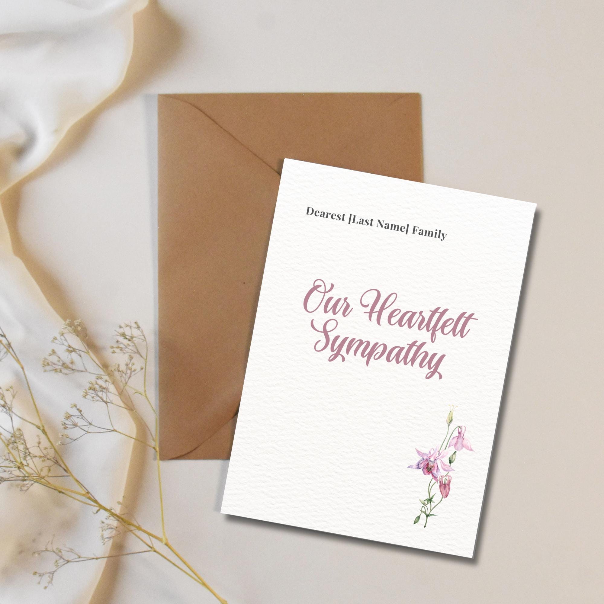 Editable Foldable Sympathy Card Template | Canva Printable Condolence ...
