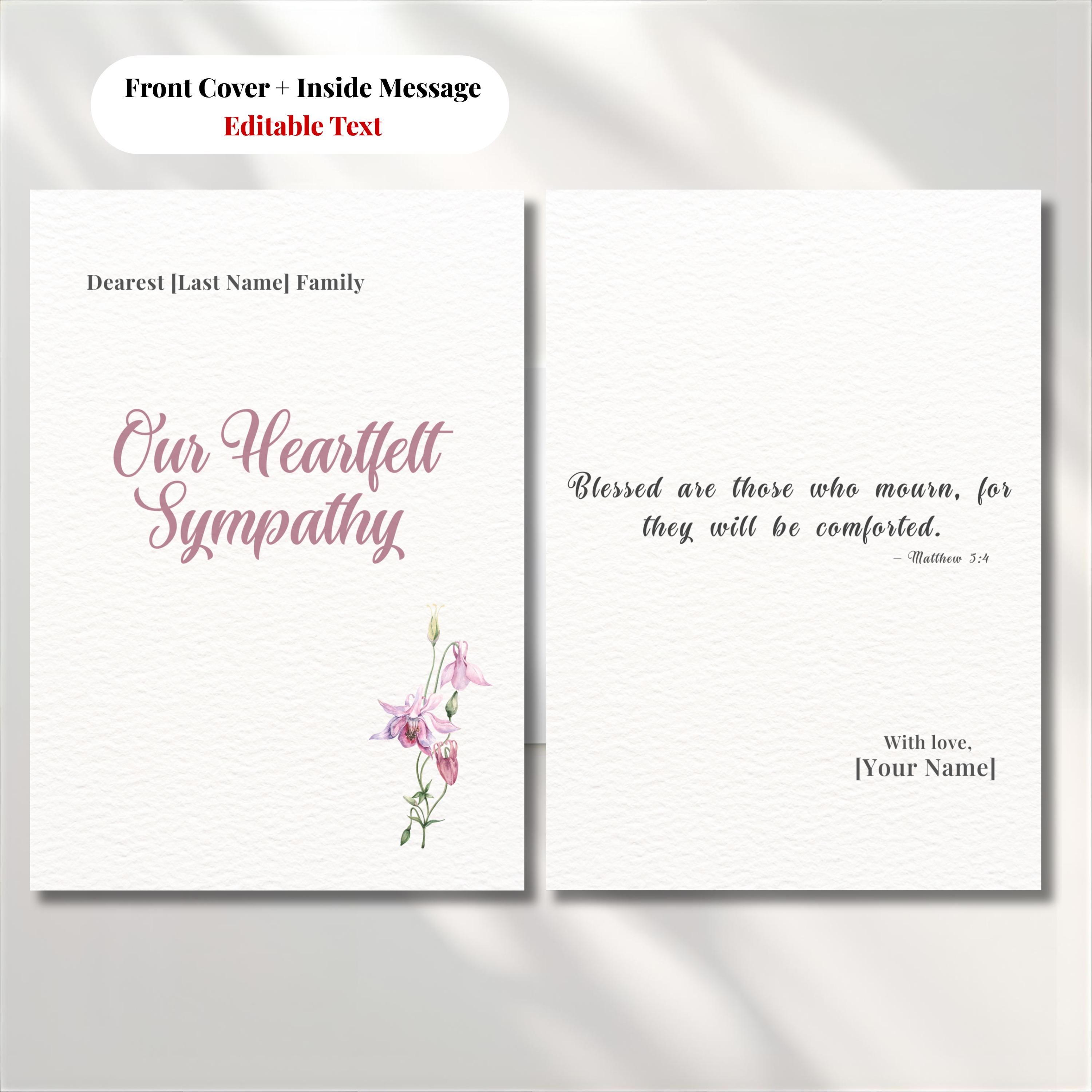 Editable Foldable Sympathy Card Template | Canva Printable Condolence ...