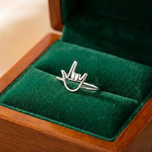 Anello ASL I Love You – Gioielli minimalisti in argento sterling con linguaggio dei segni