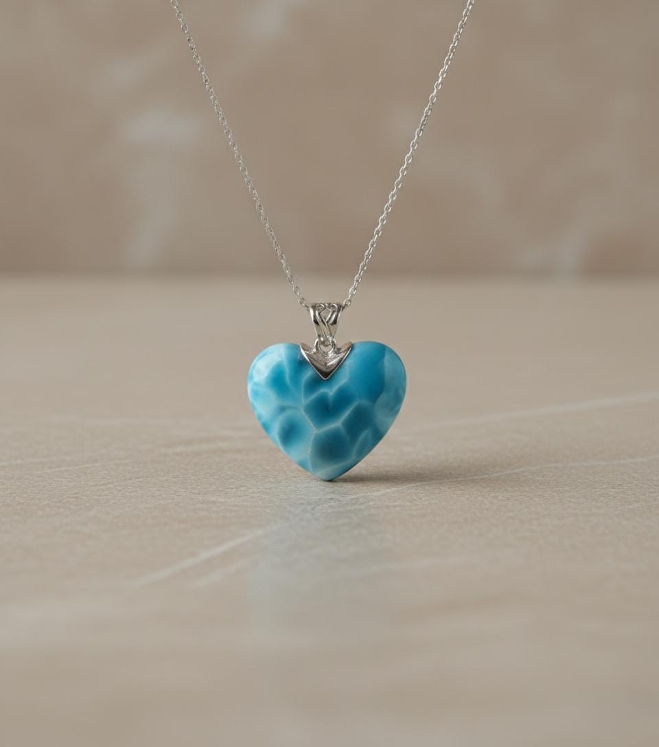 Ciondolo Artigianale In Rame Con Larimar E Topazio Blu - Fatto A Mano, Regalo Per Donna