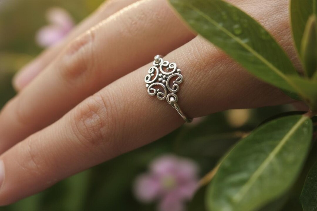 Vintage Silver Filigree Ring, Handmade Floral Boho Promise Ring - Etsy