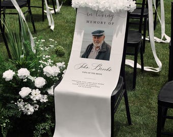 Photo Memorial Wedding Chair Sign,In Loving Memory Tribute Decor,Personalized Reserved Seat,Ceremony Keepsake Banner