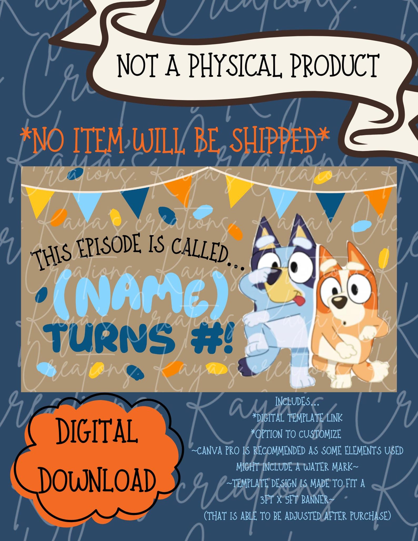 Bluey Birthday Banner Mockup Template | Customizable Canva Design ...