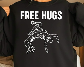 Free Hugs Wrestling SVG & PNG | Sarcastic Introvert Funny Wrestler Cut File |  Digital Download Gift