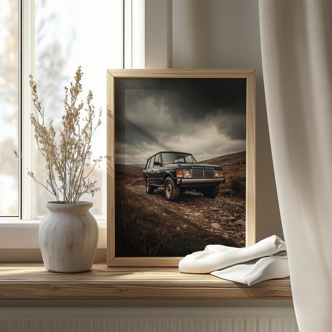 Vintage Range Rover Print – Off-road SUV, Moody Landscape (digital ...