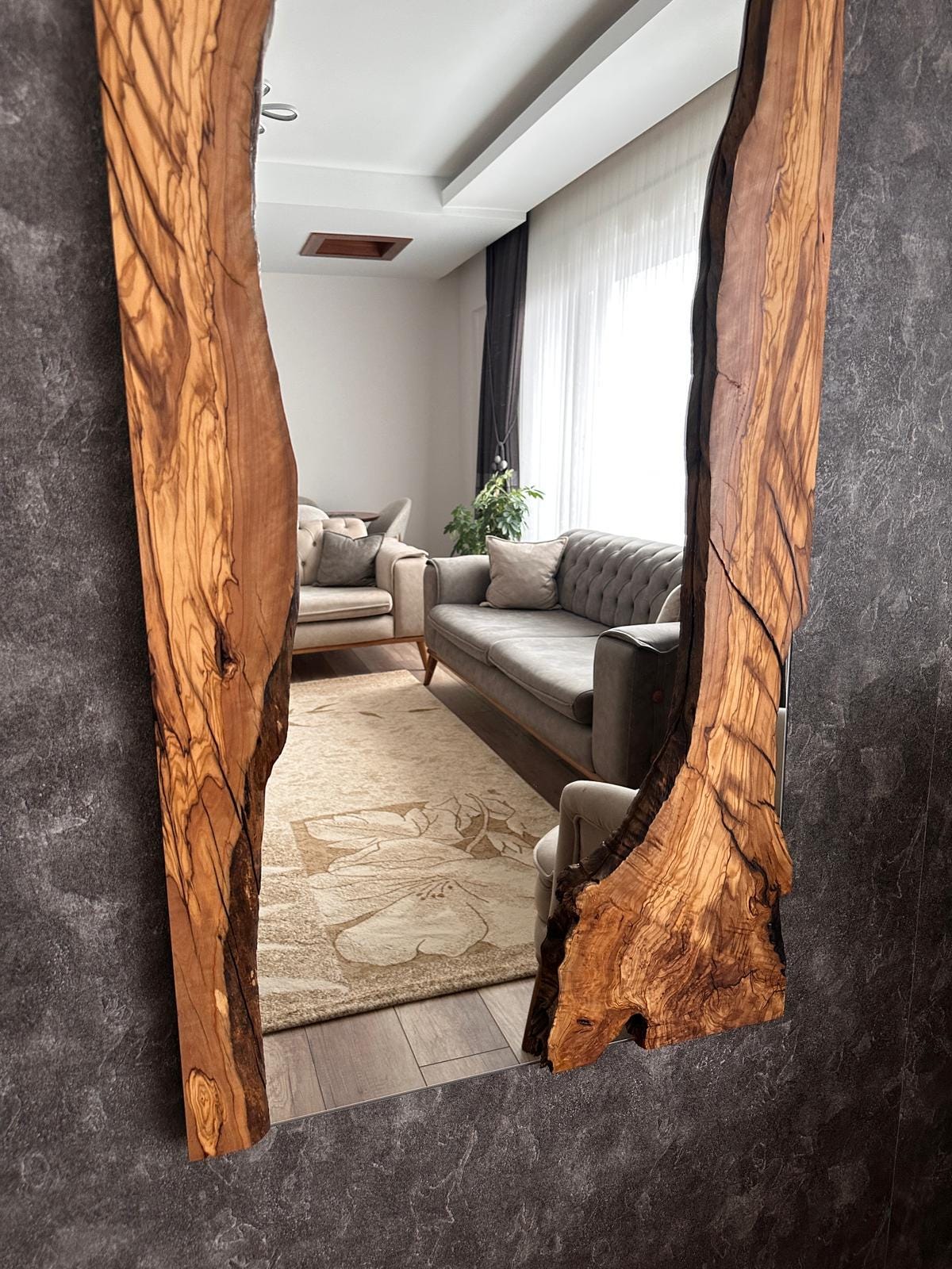 Live Edge Olive Wood Mirror, Full Length Mirror, Large Floor