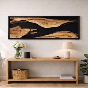 Olive Wood Wall Art, Live Edge Wood Decor, Handmade Natural Wood Wall Decor, Rustic Modern Statement Art