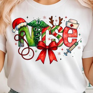ナース クリスマス PNG、レトロ ナース PNG、メリー クリスマス 昇華、ナースへのギフト、コケット ナース 昇華、クリスマス リボン、スクール ナース PNG