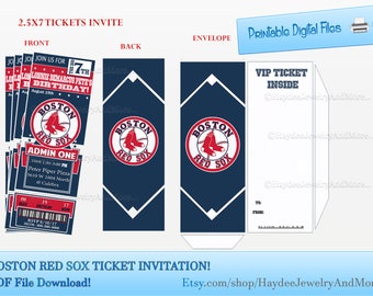 invitacion de entrada de los medias rojas red sox tema etsy mexico