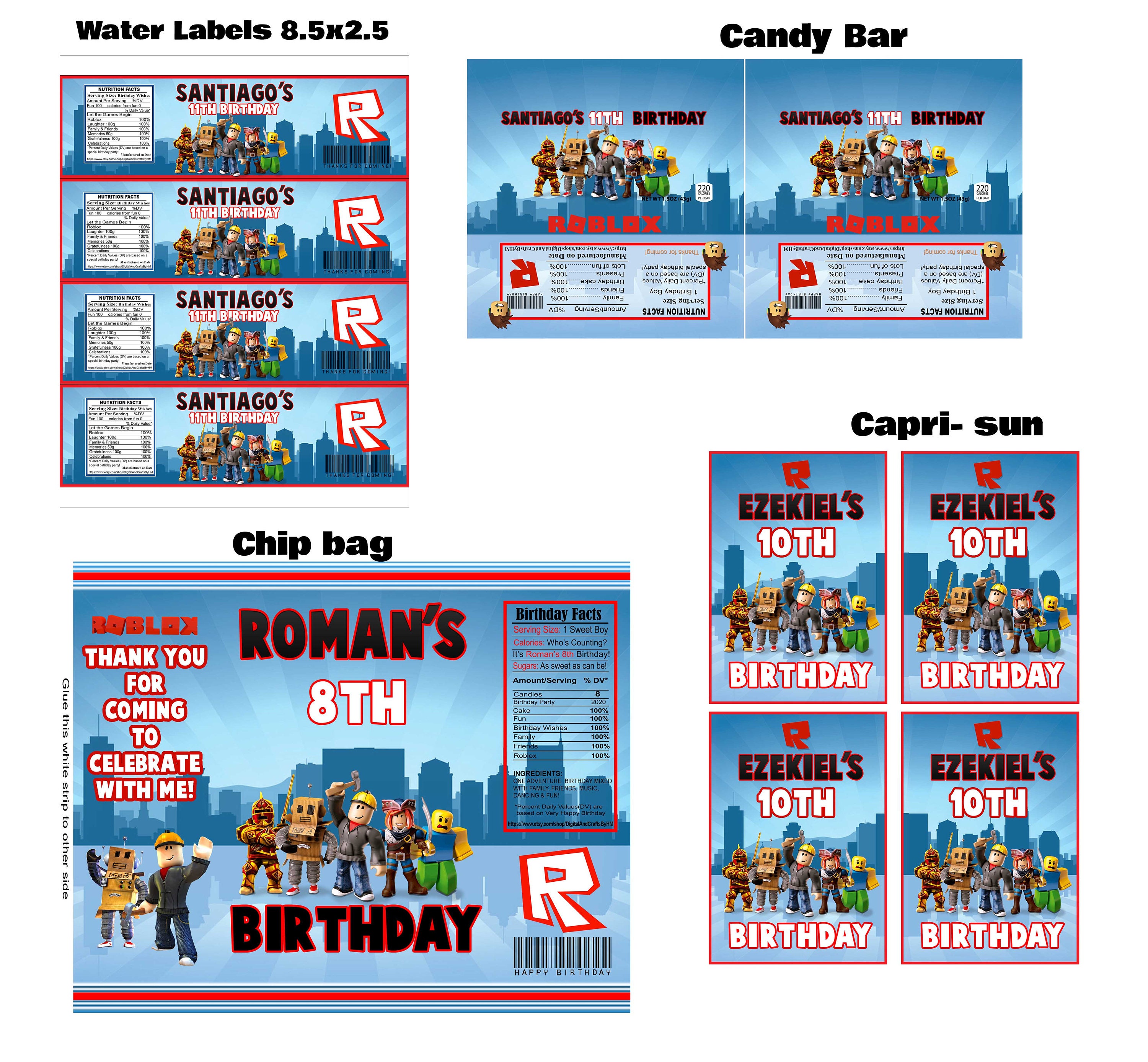 Roblox Birthday Party Theme Digital Files Only Roblox Labels Etsy - roblox party theme