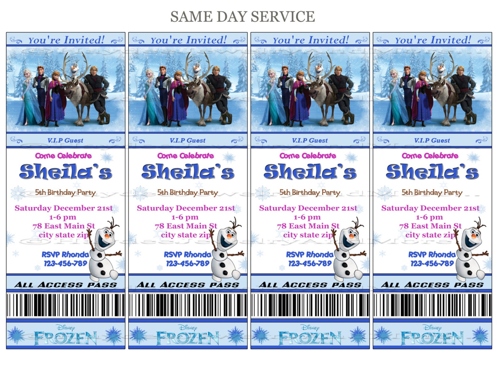 Frozen Ticket Birthday Invitation Style / Matching Envelope Etsy
