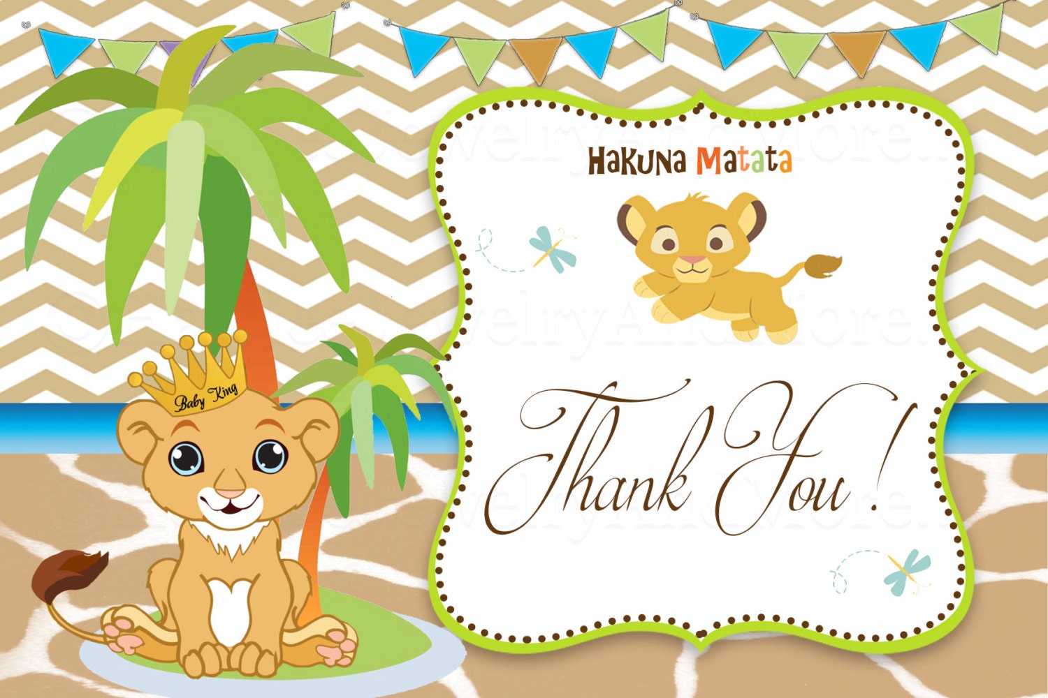 Lion King Thank You Card Nala Lion Kingbaby Shower Birthday Etsy