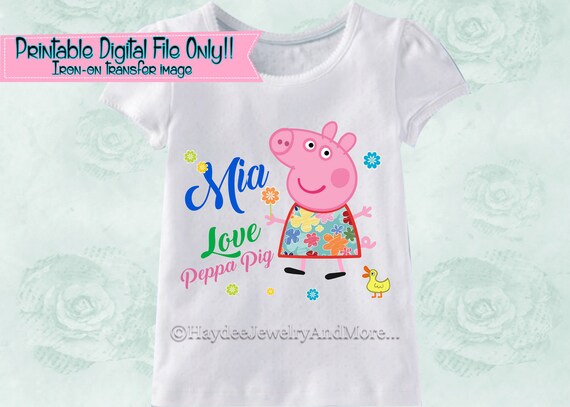 Peppa Pig Love Peppa Pig Iron On Transfer T Sirt Design Girls Etsy