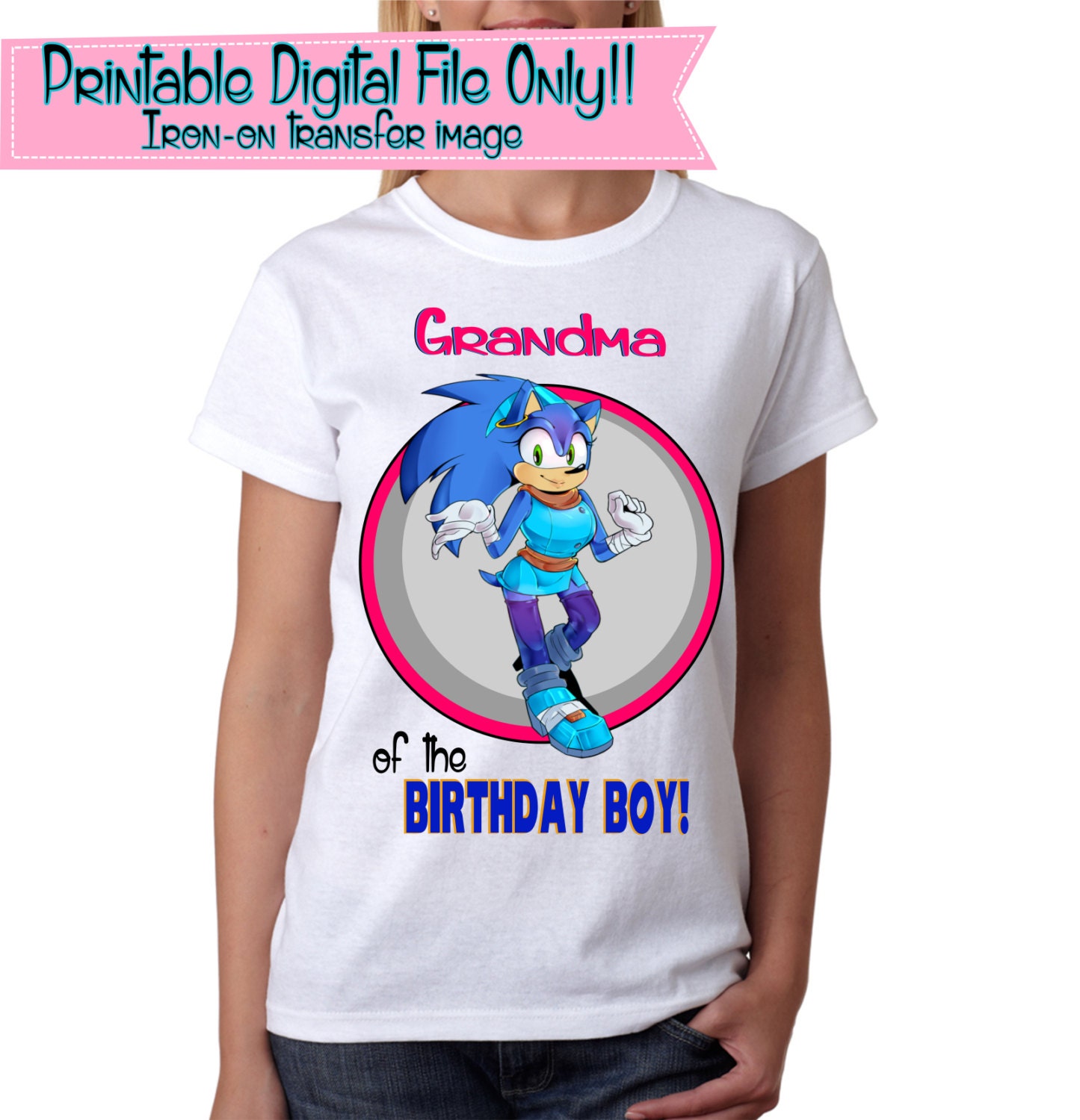 Grandma Of The Birthday Boy T Shirt Iron On Transfer Sonic Etsy - sonic belly roblox t shirt