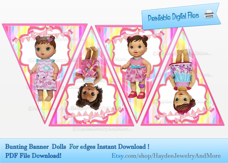 Baby Alive Birthday Banner Bunting Party Banner Instant | Etsy