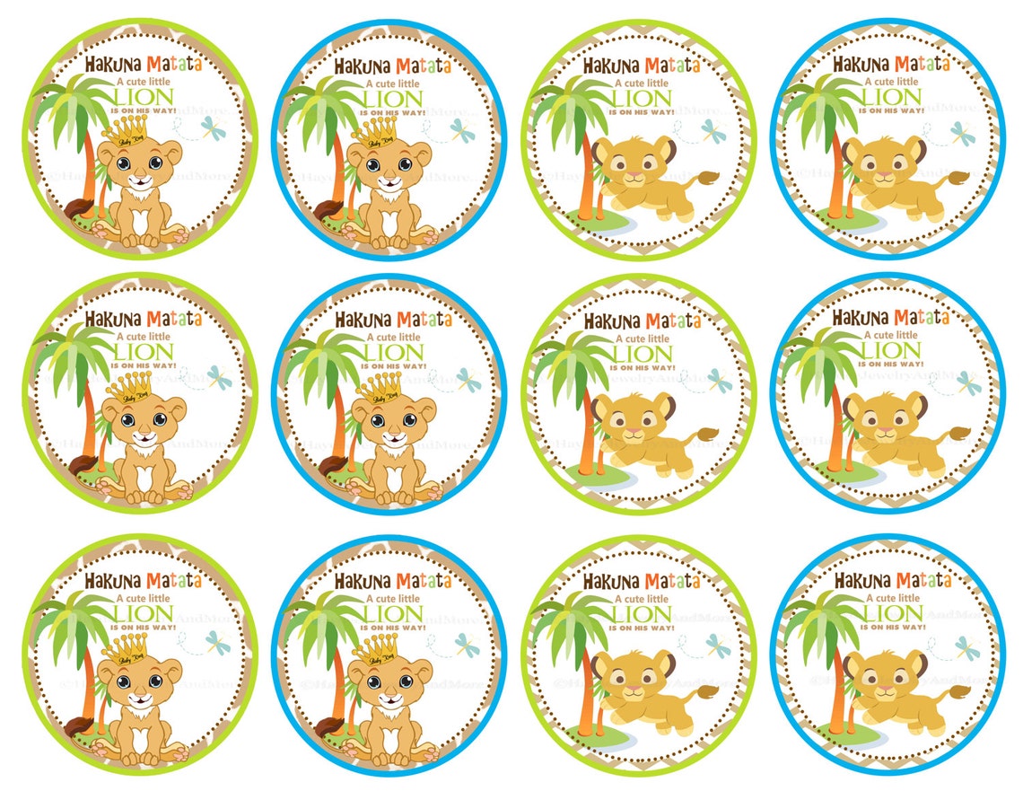 Lion King Cupcake Toppers Party favors Stickers Baby Shower | Etsy