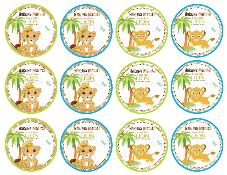 Lion King Cupcake Toppers Party Favors Stickers Baby Shower Etsy