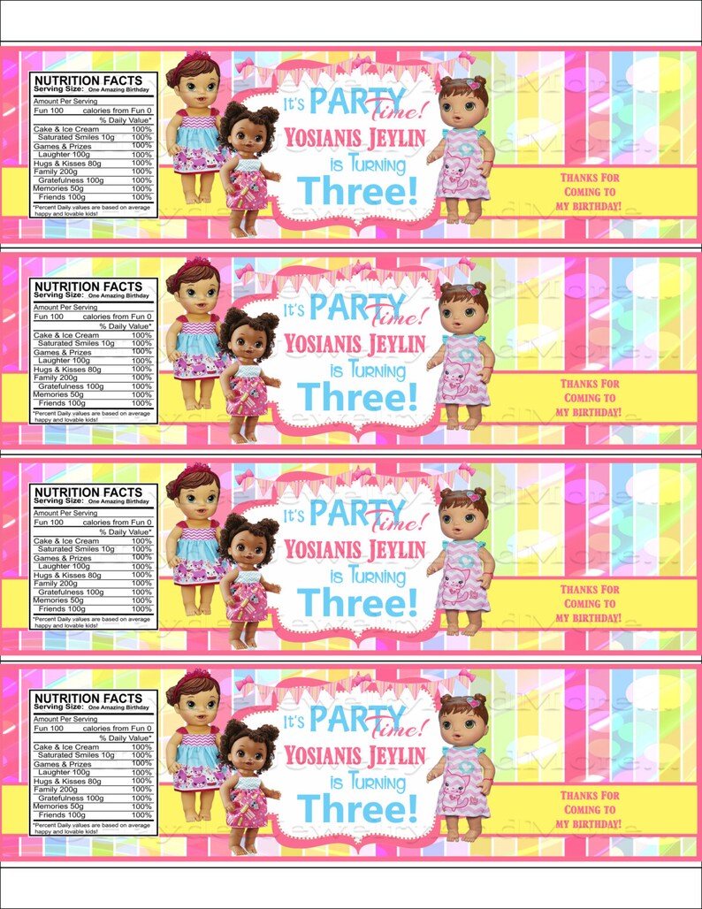 Baby Alive Birthday Water Bottle Labels Baby Alive Theme | Etsy