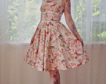 1950's Style rhoslyn Fairy Full Circle Skirt Dress With Scoop Neckline and  Ribbon Trim Custom Made to Fit 