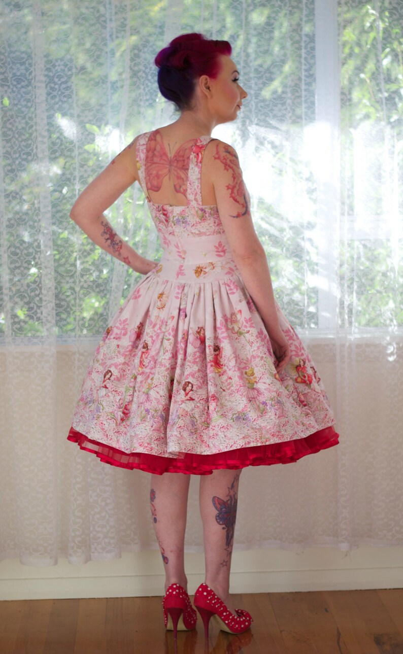 1950's Style Amelia Fairy Dress with Cross over Bodice and Drop Waist Full Circle Skirt custom made to fit image 2