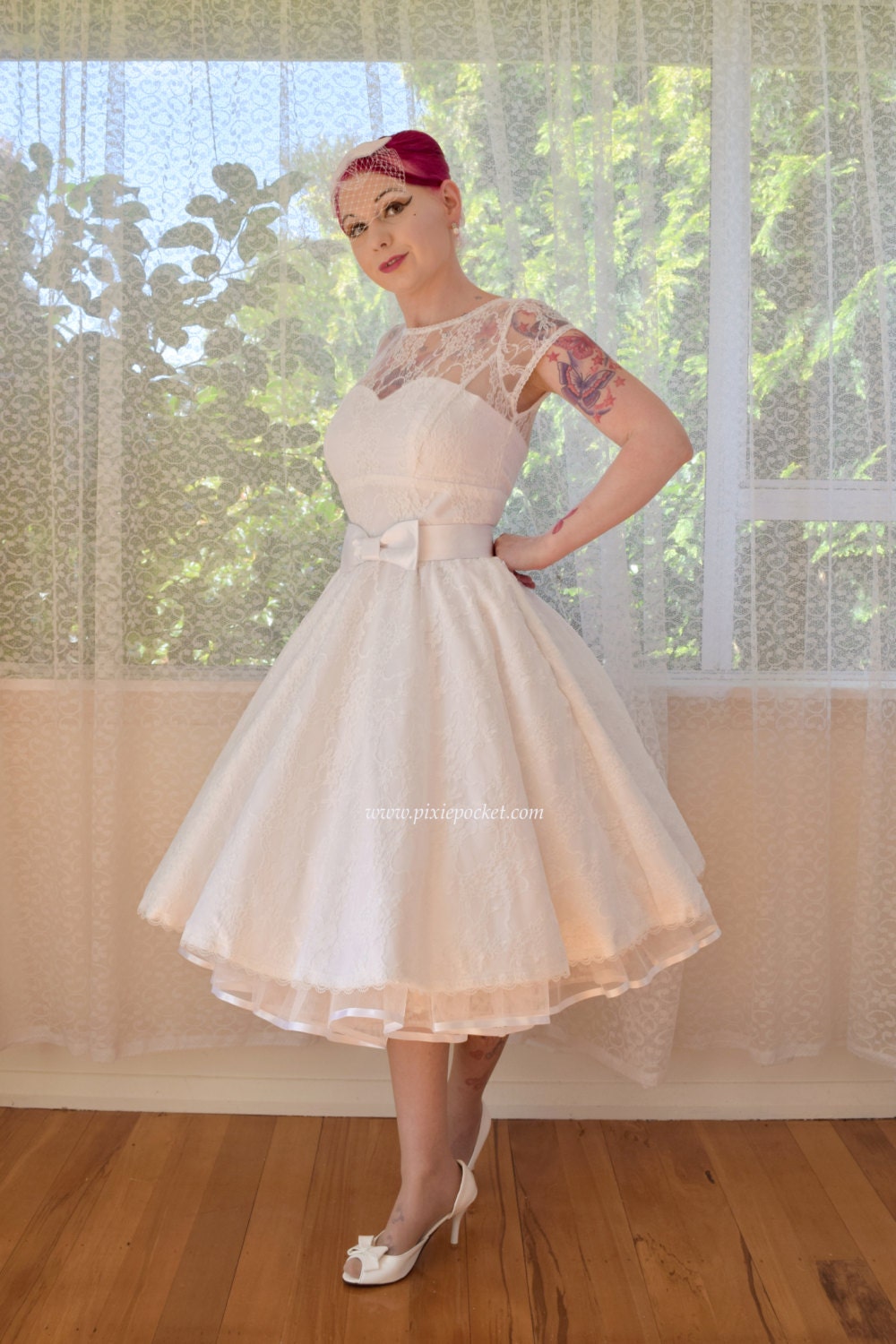 1950s Jessica Rockabilly Wedding Dress with Lace Overlay Sweetheart Neckline Extra Full Circle Skirt and Petticoat Custom made to fit