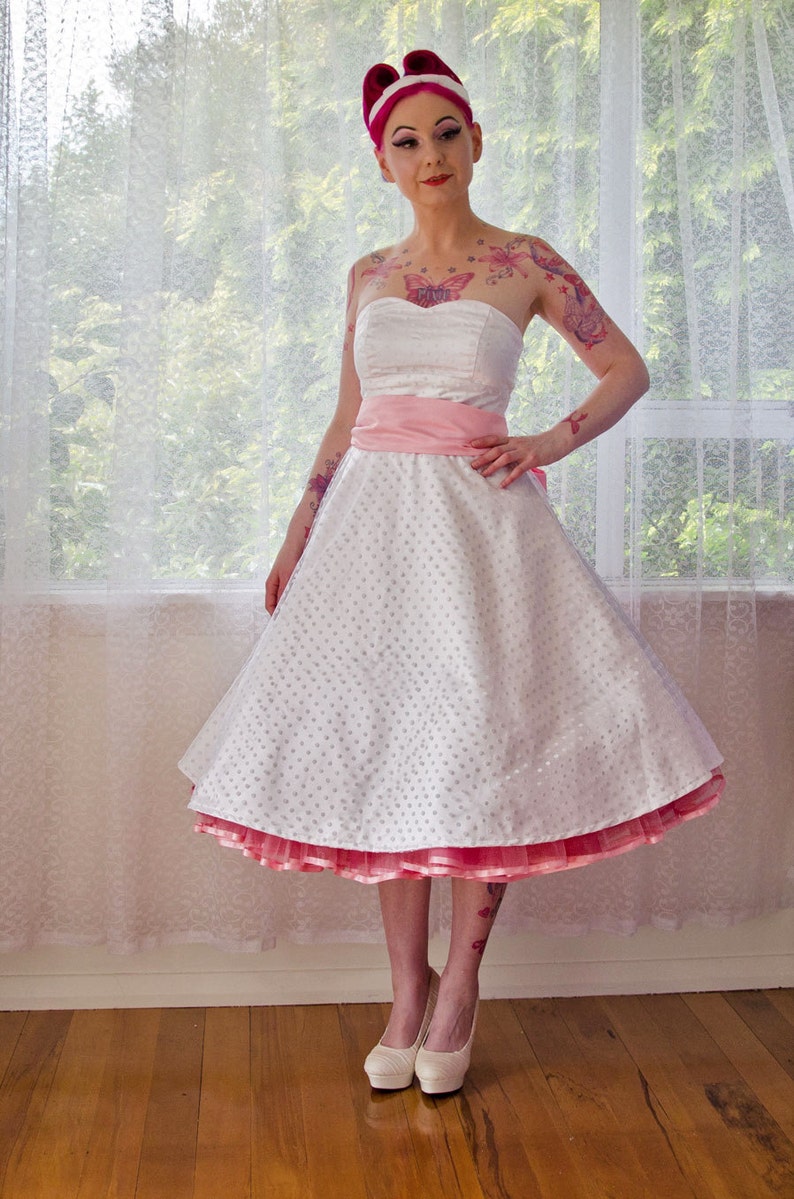 1950's 'betty' Style White Wedding Dress With | Etsy