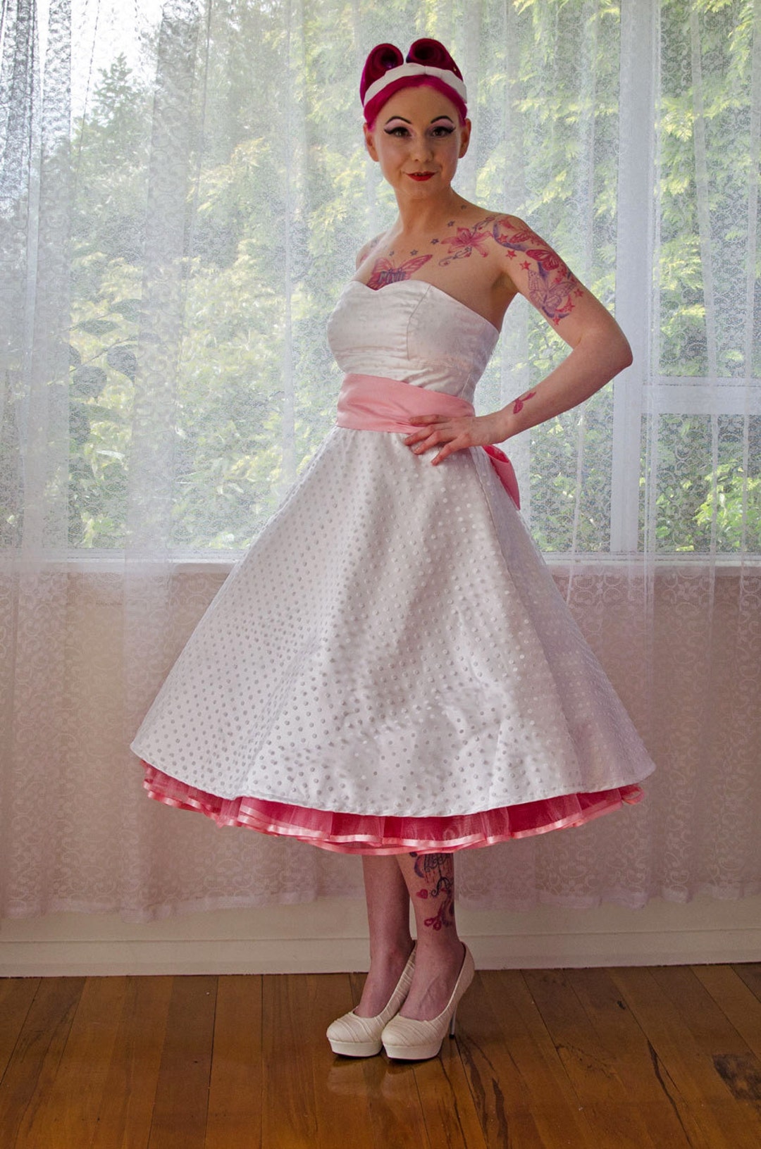 1950's 'betty' Style White Wedding Dress With - Etsy