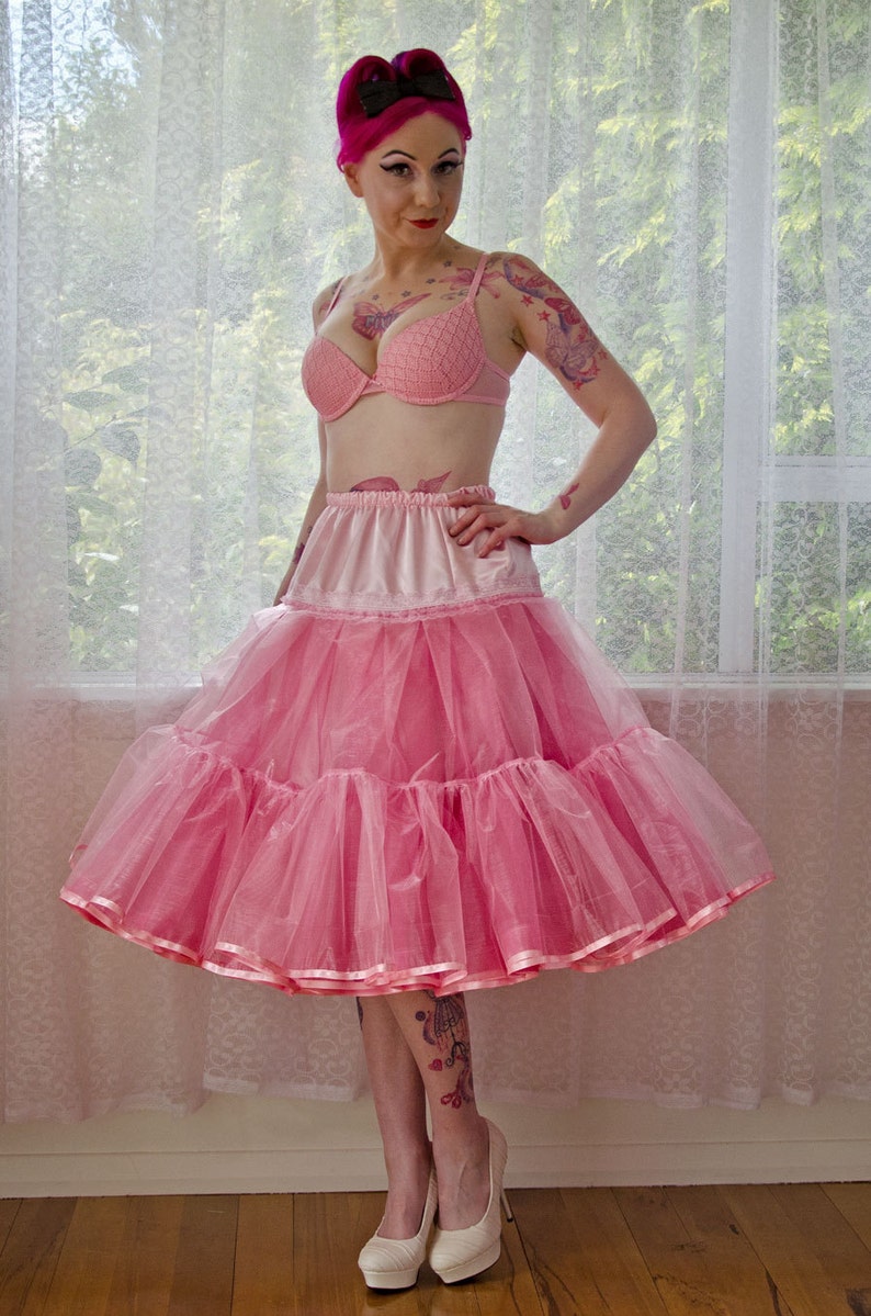 1950's 'Clover' Rockabilly Wedding Dress with Pink Polka Dot Overlay, Petal Bodice, Full Circle Skirt & Petticoat Custom made to fit image 5