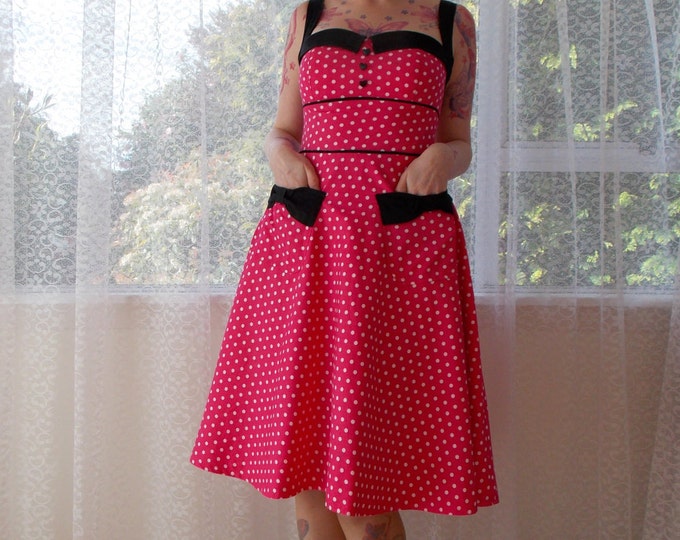 Black Polka Dot Dress Red Polka Dot Vintage Dress Rockabilly Pin Up Black Polka Dot Dress Red Polka Dot Vintage Dress Rockabilly Pin Up