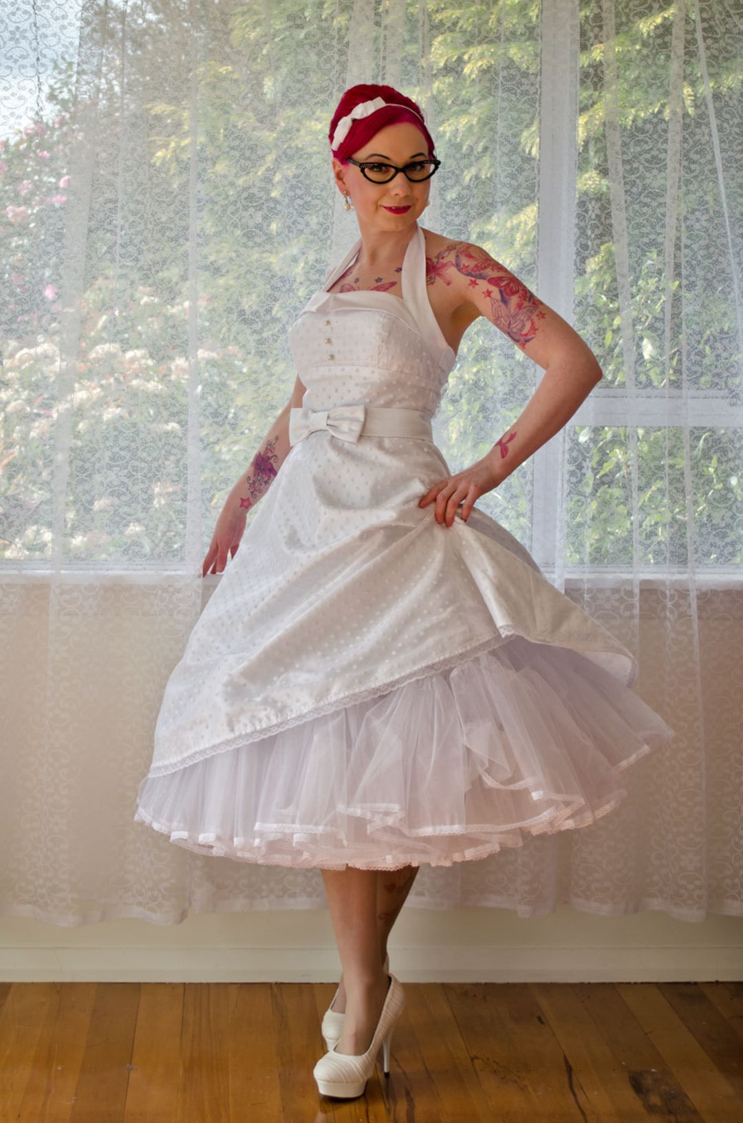 1950 s Rockabilly glenda Polka Dot Wedding Dress With Lapels