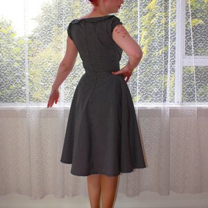 1950s Retro Mary Office Dress with Full Skirt, Peter Pan Collar and Puff Sleeves Any Colour Custom made to Fit image 4