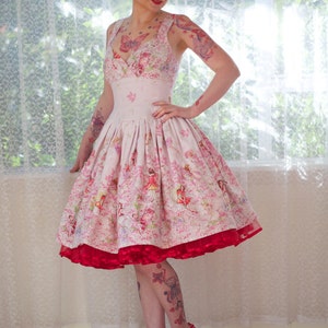 1950's Style Amelia Fairy Dress with Cross over Bodice and Drop Waist Full Circle Skirt custom made to fit image 1