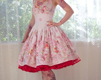 1950's Style "Amelia" Fairy Dress with Cross over Bodice and  Drop Waist Full Circle Skirt- custom made to fit