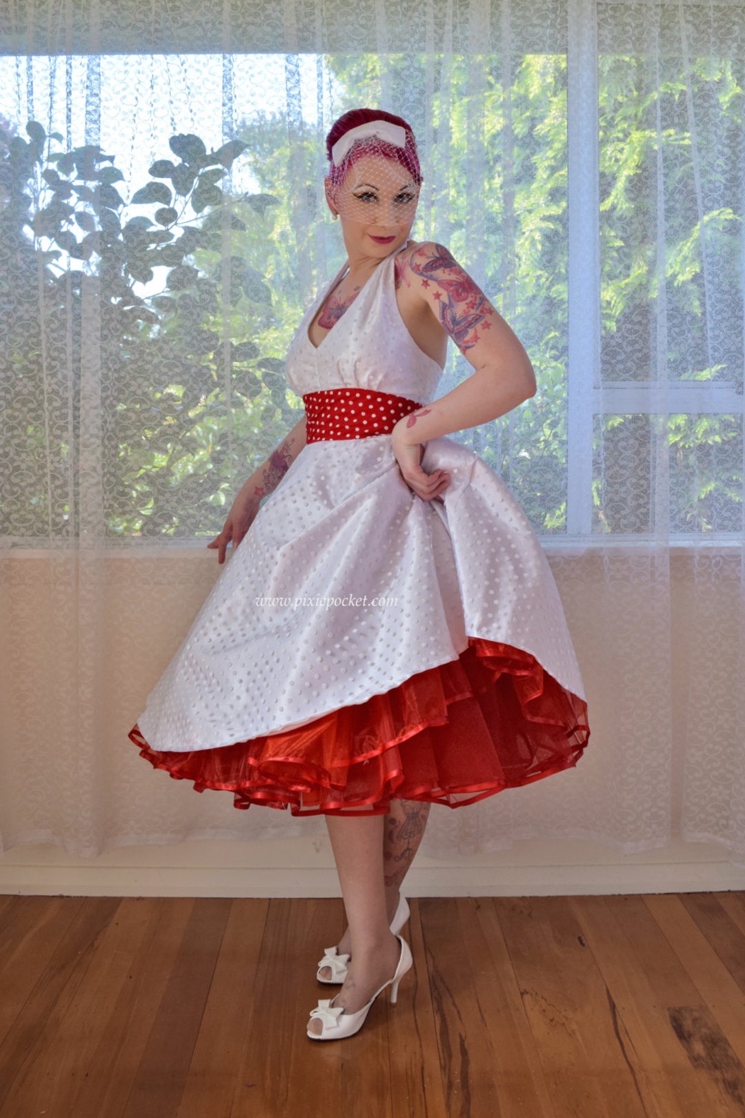 1950's Rockabilly lara Wedding Dress With Red - Etsy