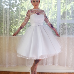 1950's anita Polka Dot Wedding Dress With Sweetheart Neckline, Tulle ...